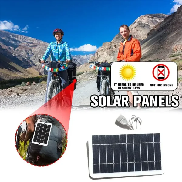 Portable Solar Panel 5V 2W Solar Plate With USB Safe Charge Stabilize Battery Charger for Power Bank Phone Outdoor Camping Home