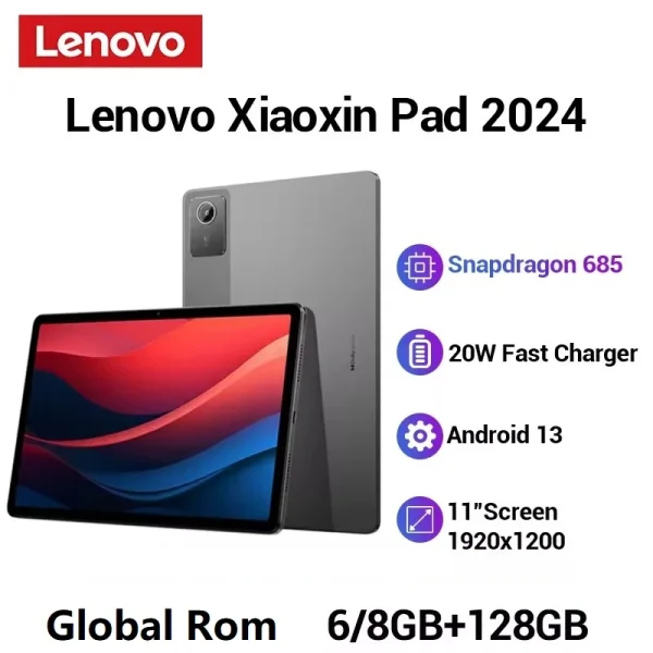 Global Firmware Lenovo Xiaoxin Pad 2024 Tablet 6GB 8GB 128GB 11" Display Qualcomm Snapdragon 685 GPS WIFI 7040mAh Android Tab